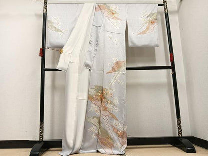平和屋着物●創業460年・千總　訪問着　駒刺繍　絞り　草花文　金彩　正絹　逸品　AABI7360ph