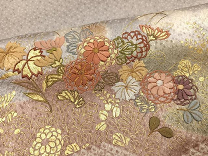 平和屋着物●創業460年・千總　訪問着　駒刺繍　絞り　草花文　金彩　正絹　逸品　AABI7360ph