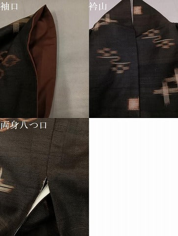 平和屋着物●国指定重要無形文化財　本場久米島紬　手織　正絹　逸品　AABI7363ph
