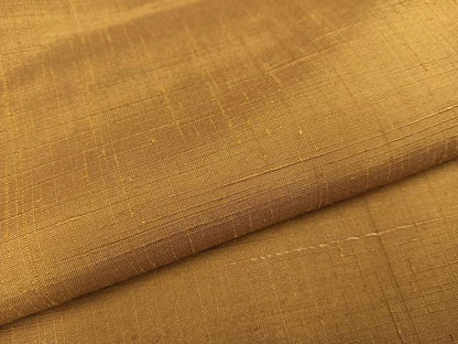 平和屋着物●上質な紬　色無地　黄枯茶色　正絹　逸品　AABI7364ph