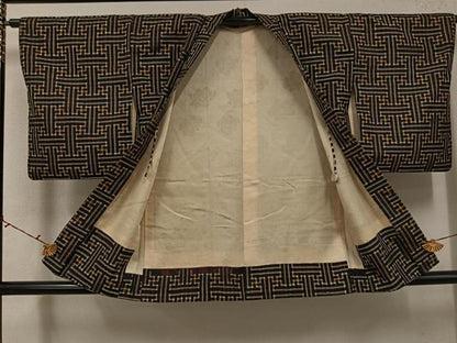平和屋着物●本場大島紬　龍郷絣　秋名バラ　アンサンブル　正絹　逸品　AABI7367ph