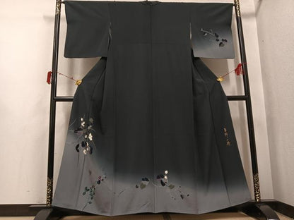 平和屋着物●染色作家　草野一騎　訪問着　枝花文　暈し染め　正絹　逸品　AABI7369ph