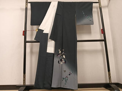 平和屋着物●染色作家　草野一騎　訪問着　枝花文　暈し染め　正絹　逸品　AABI7369ph