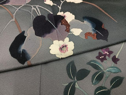 平和屋着物●染色作家　草野一騎　訪問着　枝花文　暈し染め　正絹　逸品　AABI7369ph
