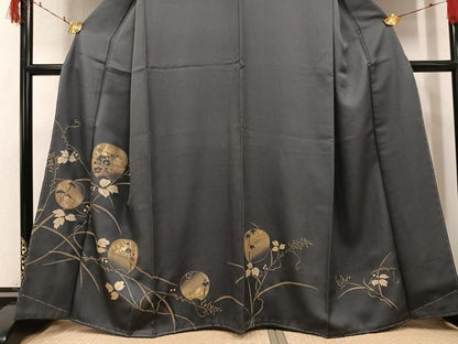 平和屋着物●訪問着　竹屋町刺繍　草花文　金彩　正絹　逸品　未使用　AABI7370ph