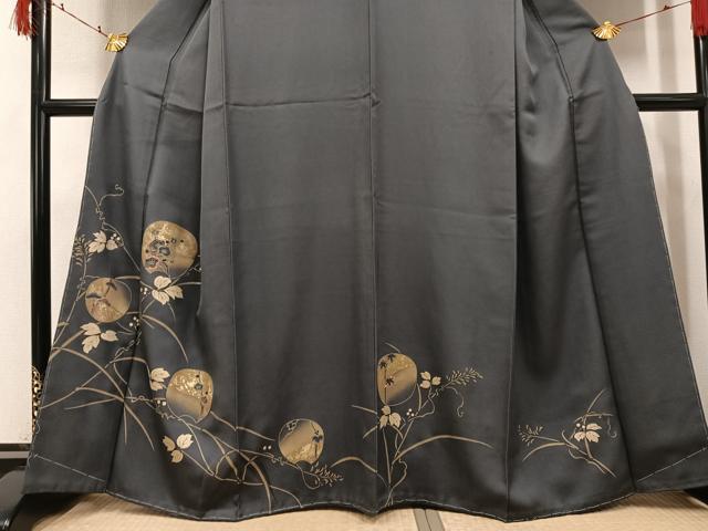 平和屋着物●訪問着　竹屋町刺繍　草花文　金彩　正絹　逸品　未使用　AABI7370ph