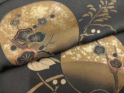 平和屋着物●訪問着　竹屋町刺繍　草花文　金彩　正絹　逸品　未使用　AABI7370ph
