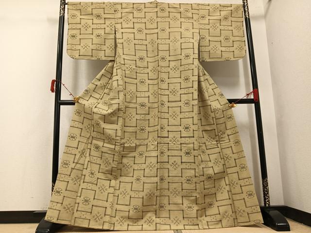 平和屋着物●上質な紬　琉球絣文様　正絹　逸品　AABI7372ph