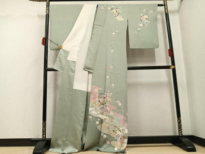 平和屋着物●訪問着　友禅　作家物　御所車花文　金彩　正絹　逸品　AABI7373ph