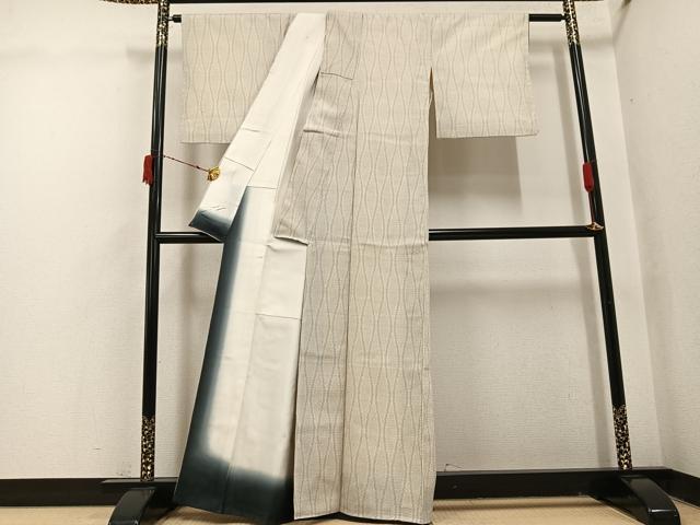 平和屋着物●白鷹お召　110亀甲　立涌文　正絹　逸品　AABI7376ph