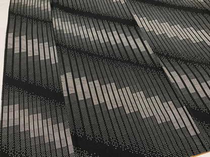 平和屋着物●上質な小紋　間道　黒地　正絹　逸品　AABI7377ph