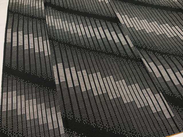 平和屋着物●上質な小紋　間道　黒地　正絹　逸品　AABI7377ph