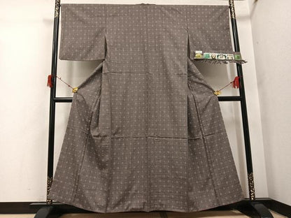 平和屋着物●結城紬　奥順　はたおり娘　手緒里　証紙付き　正絹　逸品　AABI7378ph