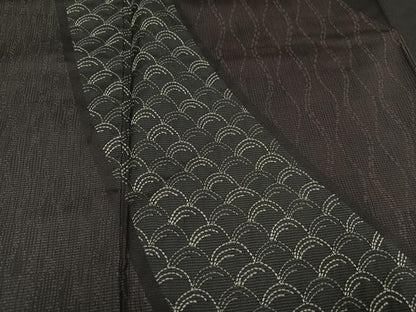 平和屋着物●本場大島紬　訪問着　刺繍　刺し子　青海波　正絹　逸品　未使用　AABI7379ph