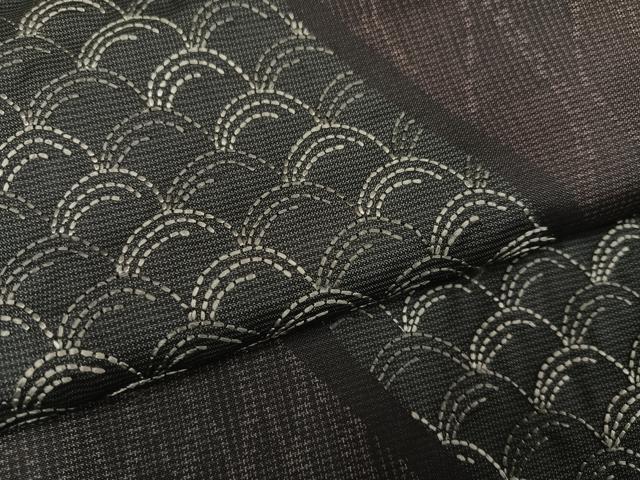 平和屋着物●本場大島紬　訪問着　刺繍　刺し子　青海波　正絹　逸品　未使用　AABI7379ph