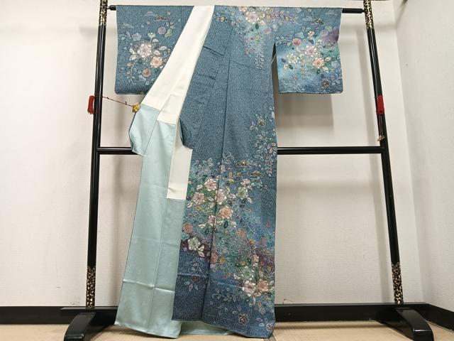 平和屋着物●訪問着　辻が花　絞り　暈し染め　金彩　三越扱い　正絹　逸品　未使用　AABI7381ph