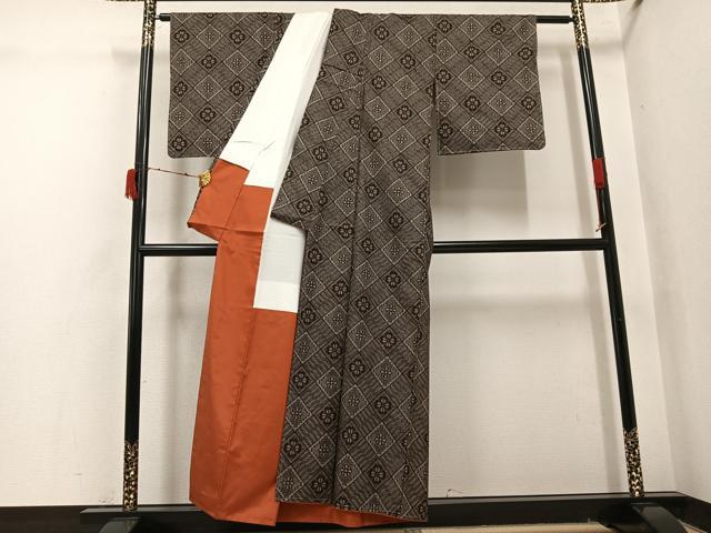 平和屋着物●本場大島紬　龍郷絣　正絹　逸品　AABI7382ph