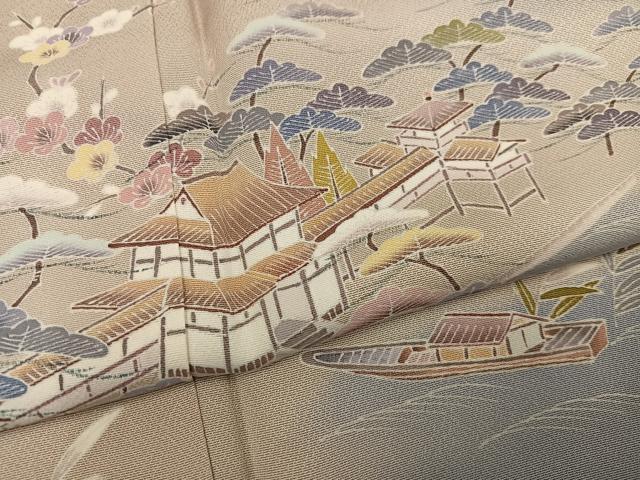 平和屋着物●京友禅の人間国宝　上野為二　訪問着　松竹梅風景文　暈し染め　正絹　逸品　AABI7383ph