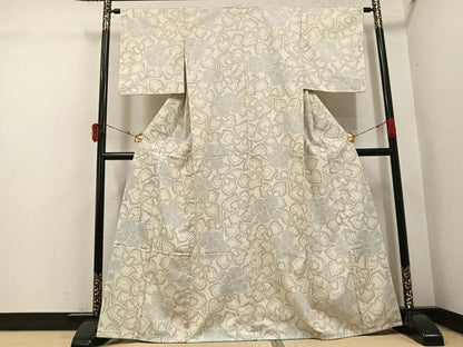 平和屋着物●上質な紬　花尽くし　正絹　逸品　未使用　AABI7384ph
