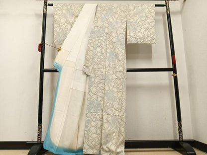平和屋着物●上質な紬　花尽くし　正絹　逸品　未使用　AABI7384ph