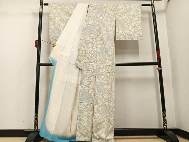 平和屋着物●上質な紬　花尽くし　正絹　逸品　未使用　AABI7384ph