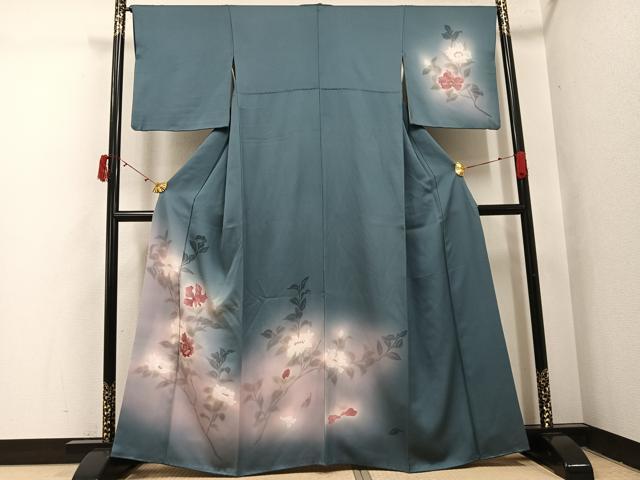 平和屋着物●訪問着　刺繍　枝花文　暈し染め　正絹　逸品　AABI7387ph