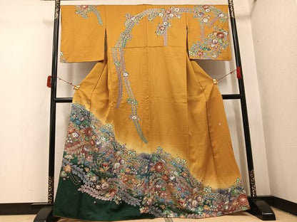 平和屋着物●染色作家　林淳一　訪問着　辻が花　絞り　暈し染め　金彩　正絹　逸品　AABI7389ph