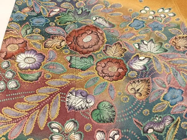 平和屋着物●染色作家　林淳一　訪問着　辻が花　絞り　暈し染め　金彩　正絹　逸品　AABI7389ph