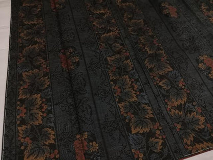 平和屋着物●本場大島紬　古代染色純泥染　一元7マルキ　草花間道　証紙付き　正絹　逸品　未使用　AABI7391ph