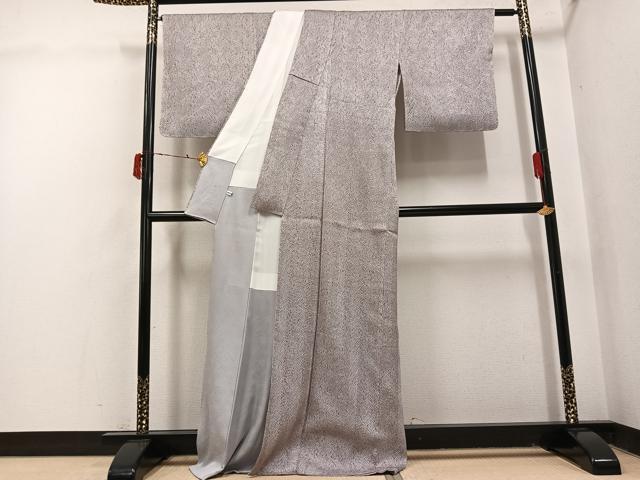 平和屋着物●名門　藤娘きぬたや・杢目絞り　小紋　正絹　逸品　未使用　AABI7393ph