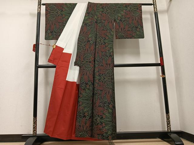 平和屋着物●本場大島紬　更紗文　正絹　逸品　AABI7396ph