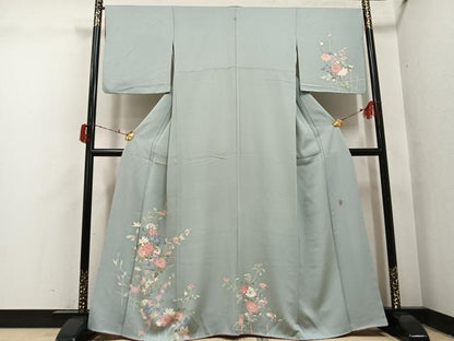 平和屋着物●本加賀友禅作家　岡本幸治　訪問着　枝花文　正絹　逸品　AABI7397ph
