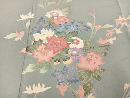 平和屋着物●本加賀友禅作家　岡本幸治　訪問着　枝花文　正絹　逸品　AABI7397ph