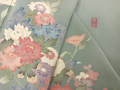 平和屋着物●本加賀友禅作家　岡本幸治　訪問着　枝花文　正絹　逸品　AABI7397ph