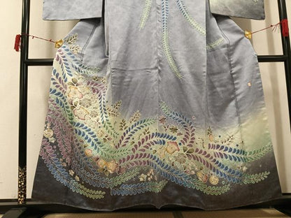 平和屋着物●訪問着　作家物　辻が花　絞り　暈し染め　銀通し地　正絹　逸品　AABI7399ph