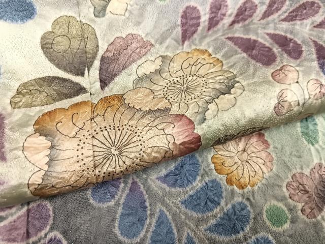 平和屋着物●訪問着　作家物　辻が花　絞り　暈し染め　銀通し地　正絹　逸品　AABI7399ph