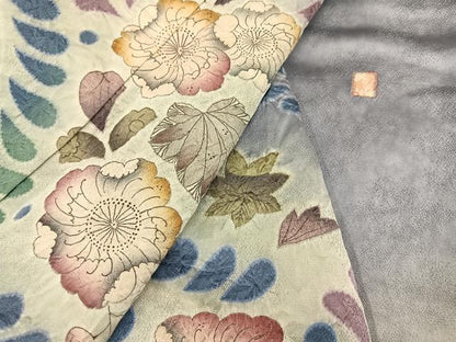 平和屋着物●訪問着　作家物　辻が花　絞り　暈し染め　銀通し地　正絹　逸品　AABI7399ph