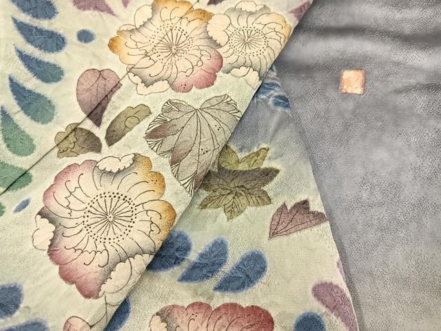 平和屋着物●訪問着　作家物　辻が花　絞り　暈し染め　銀通し地　正絹　逸品　AABI7399ph