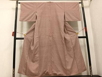 平和屋着物●結城紬　色無地　丁子茶色　正絹　逸品　AABI7400ph