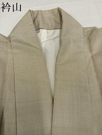 平和屋着物●上質な紬　色無地　白橡色　正絹　逸品　AABI7401ph
