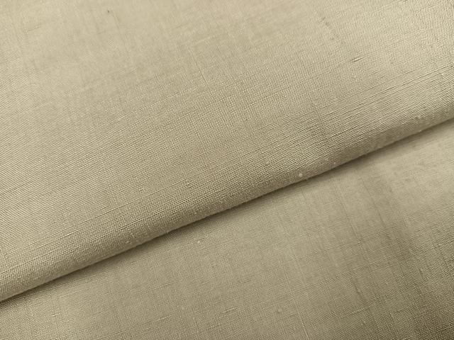 平和屋着物●上質な紬　色無地　白橡色　正絹　逸品　AABI7401ph