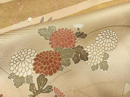 平和屋着物●訪問着　友禅　駒刺繍　枝花文　金彩　正絹　逸品　AABI7407ph