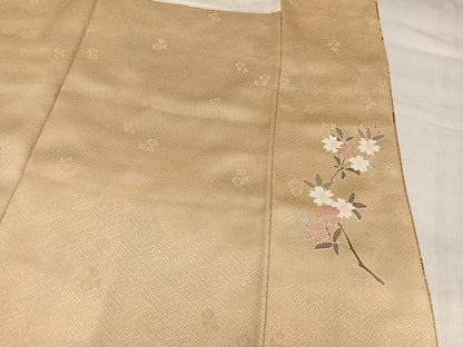 平和屋着物●訪問着　友禅　駒刺繍　枝花文　金彩　正絹　逸品　AABI7407ph