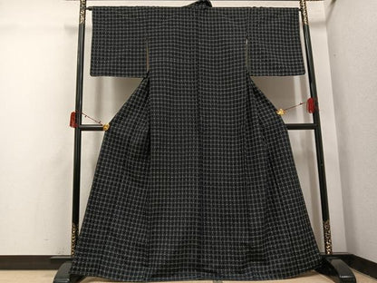 平和屋着物●上質な紬　格子　ますいわ屋扱い　正絹　逸品　未使用　AABI7408ph