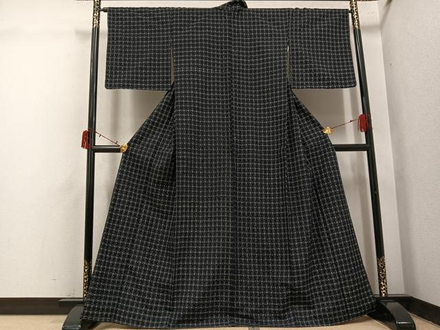平和屋着物●上質な紬　格子　ますいわ屋扱い　正絹　逸品　未使用　AABI7408ph