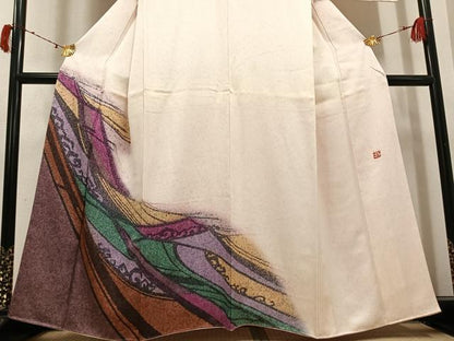 平和屋着物●中嶋まさひろ 蝋彩染作家　訪問着　幾何学文様　暈し染め　正絹　逸品　AABI7409ph
