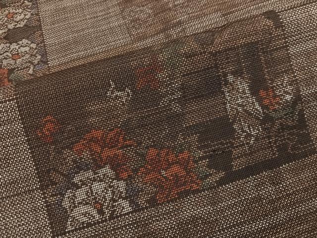 平和屋着物●本場大島紬　カタス9マルキ　色紙草花文　正絹　逸品　未使用　AABI7412ph