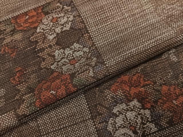 平和屋着物●本場大島紬　カタス9マルキ　色紙草花文　正絹　逸品　未使用　AABI7412ph