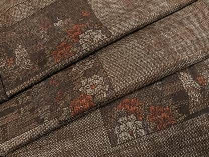 平和屋着物●本場大島紬　カタス9マルキ　色紙草花文　正絹　逸品　未使用　AABI7412ph