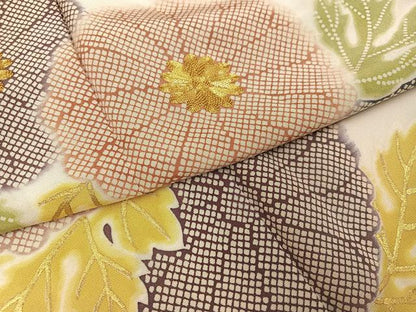 平和屋着物●豪華色留袖　駒刺繍　菊　暈し染め　金彩　正絹　逸品　AABI7413ph